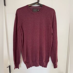 Black Brown 1826 Merino Wool Crewneck Sweater S Cherry Red Slim Fit Italy